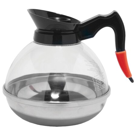 Service Ideas Coffee Decanter with removable orange ID, 1.8 L, Clear/Stainless PCB18